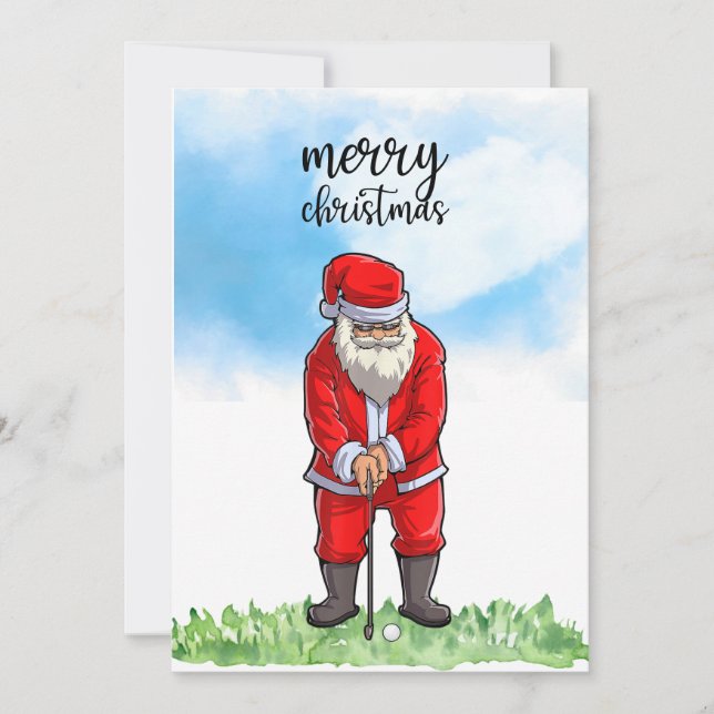 Papá Noel de golf está jugando golf en Navidad (Anverso)