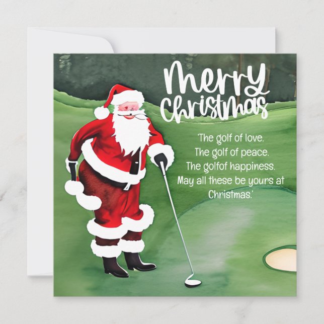 Papá Noel de Navidad de golf está jugando golf en  (Anverso)