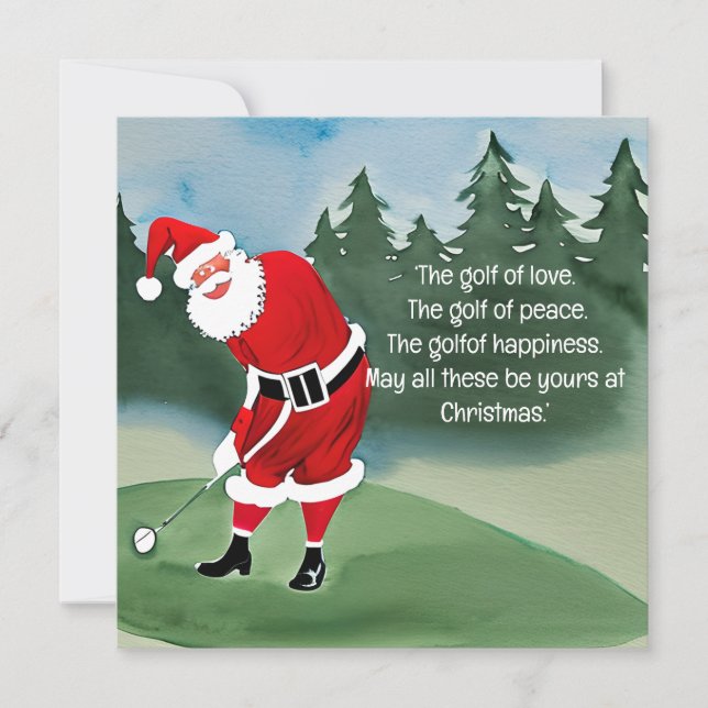 Papá Noel de Navidad de golf está jugando golf en  (Anverso)