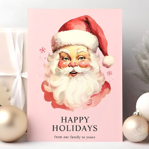 Papá Noel de Navidad en acuarela vintage rosa