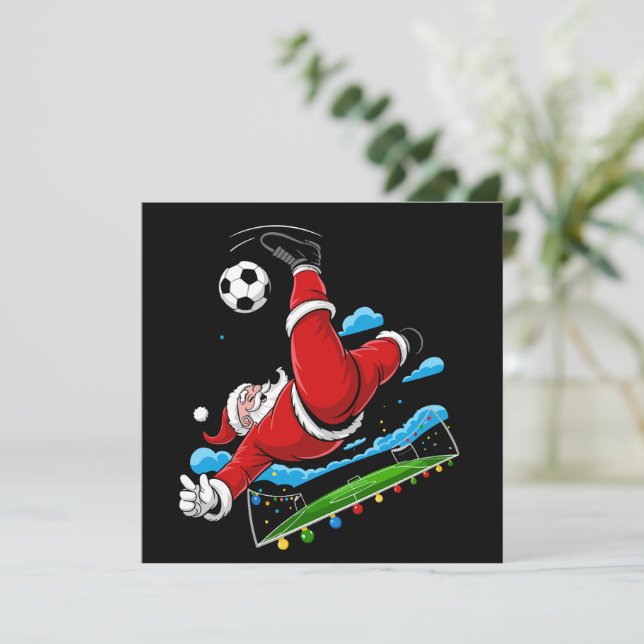 Papá Noel de Navidad Fútbol Patada de Bicicleta Na (Anverso de pie)