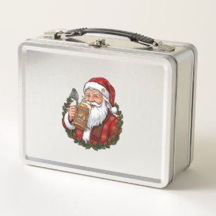 Papá Noel de Navidad sosteniendo un vaso de cervez