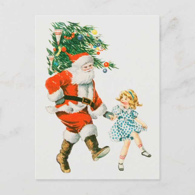 Papá Noel de Navidad y Niña (Anverso)