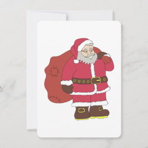 Papá Noel de rojo con bolsa de regalos y gafas