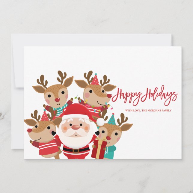 Papá Noel, Deers Cutos, Felices Fiestas (Anverso)