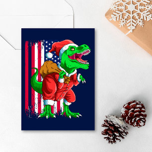 Papá Noel divertido de Navidad azul T-Rex Tyrannos