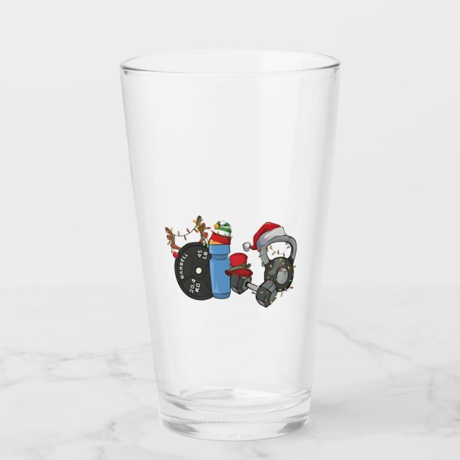 Papá Noel divertido levantando pesas Mancuernas Gi (Anverso)