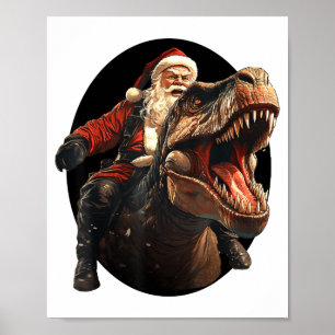 Papá Noel Divertido Montando Dinosaurio, Arte Navi