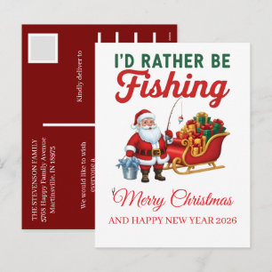 Papá Noel Divertido Pescando Navidad 2025 Escritur