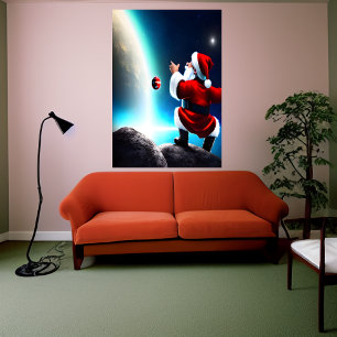 Papá Noel en el espacio   Poster de arte de IA
