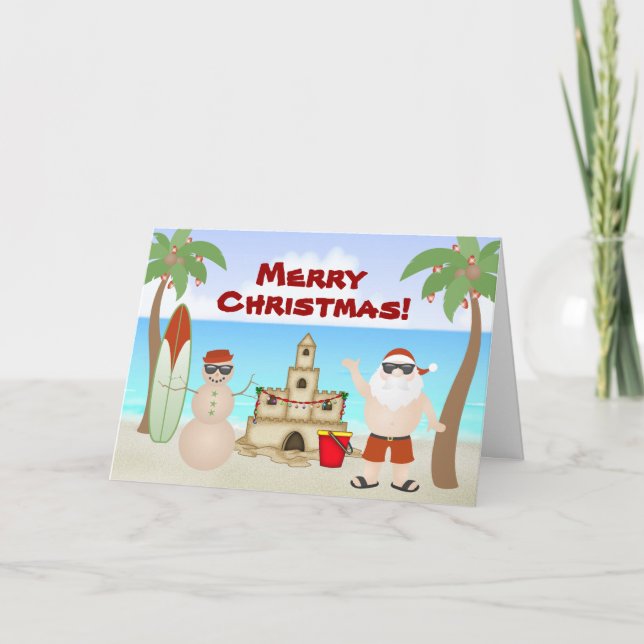Papá Noel en el paraíso de la playa Feliz Navidad (Anverso)