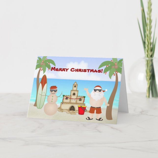 Papá Noel en el paraíso de la playa Feliz Navidad (Anverso)