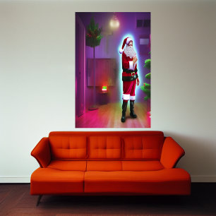 Papá Noel en la casa   Poster de arte de IA