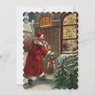 Papá Noel en la invitación a la puerta