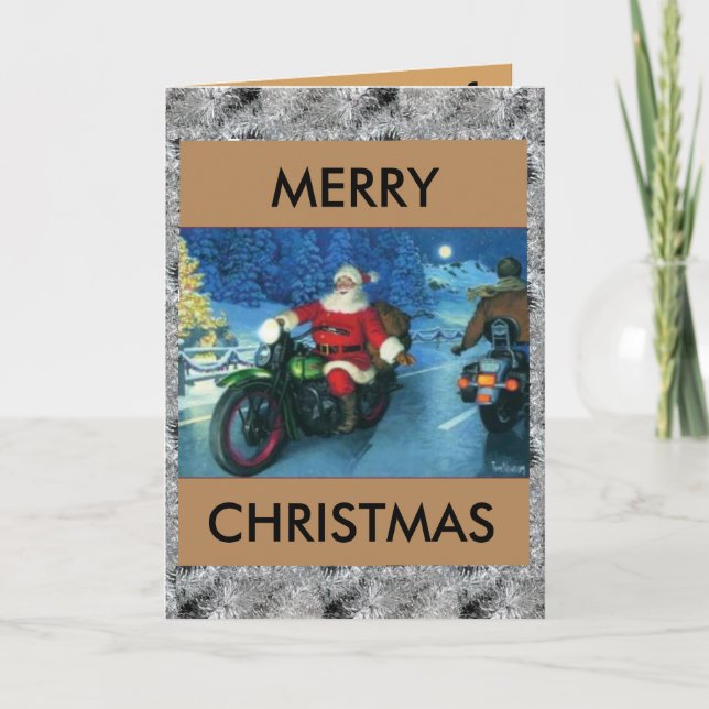 Papá Noel en la tarjeta de navidades Harley (Anverso)