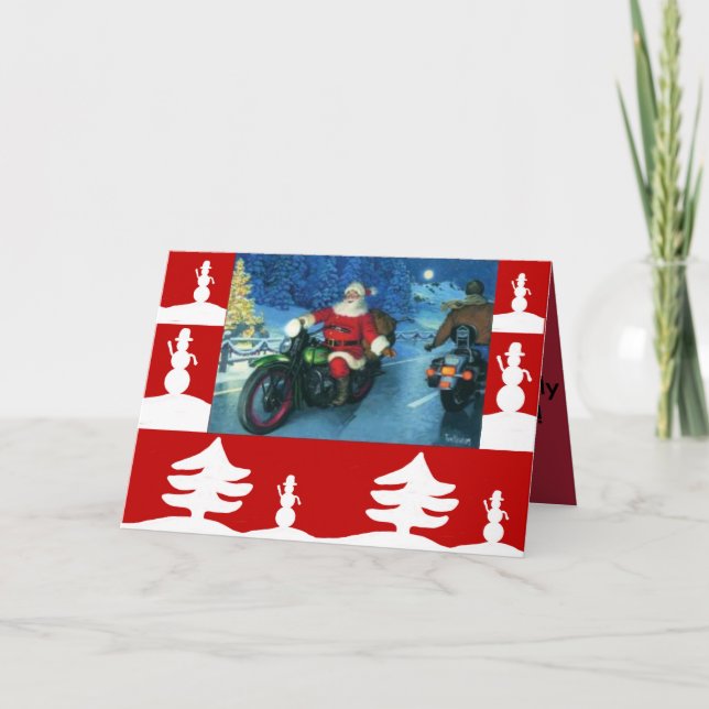 Papá Noel en la tarjeta de navidades Harley (Anverso)
