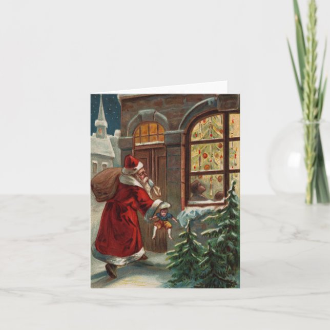 Papá Noel en la tarjeta de nota de la puerta (Anverso)