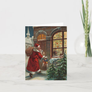 Papá Noel en la tarjeta de nota de la puerta