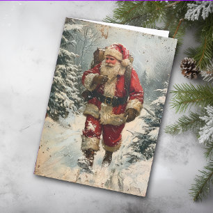 Papá Noel en la tarjeta navideña de la época del b