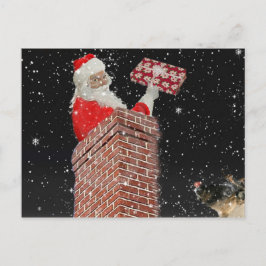Papá Noel en la tarjeta postal de la chimenea