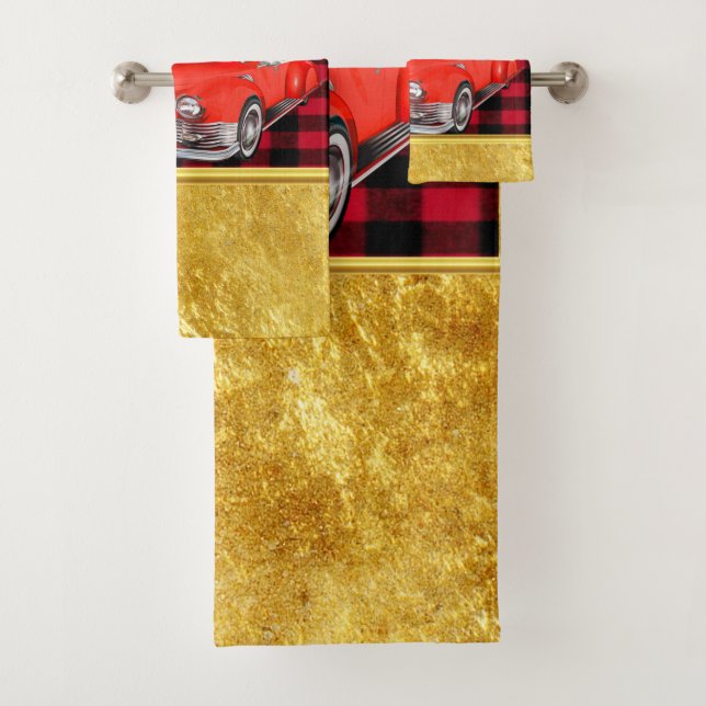 Papá Noel en un viejo auto viejo rojo (In situ)