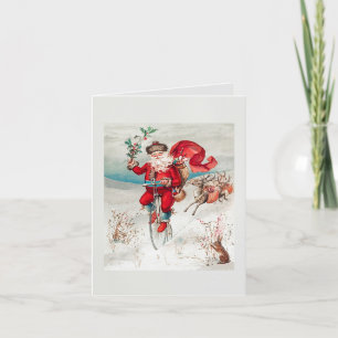 Papá Noel en una tarjeta de Navidad para motocicle