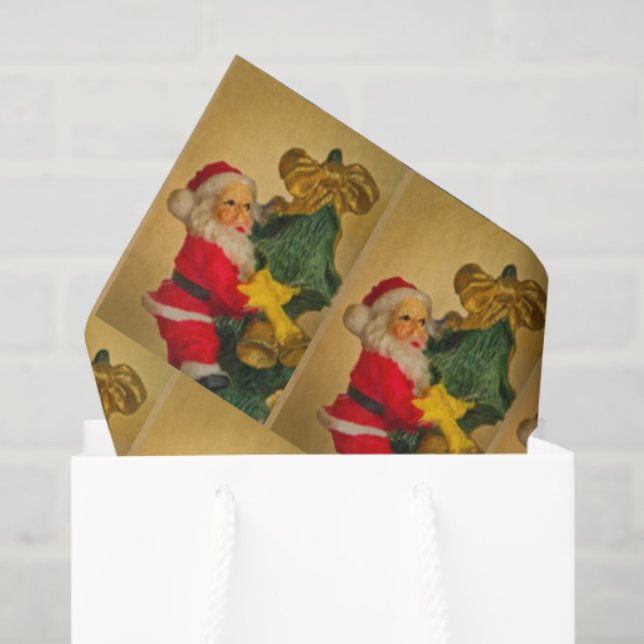 Papá Noel encima del papel del árbol de Navidad (Bolsa de regalo)