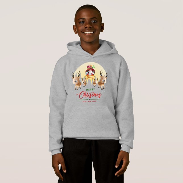 Papá Noel está llegando | Sudadera con capucha par (Anverso completo)
