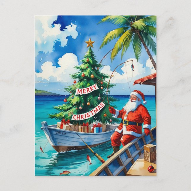Papá Noel está pescando en vacaciones de Navidad  (Anverso)