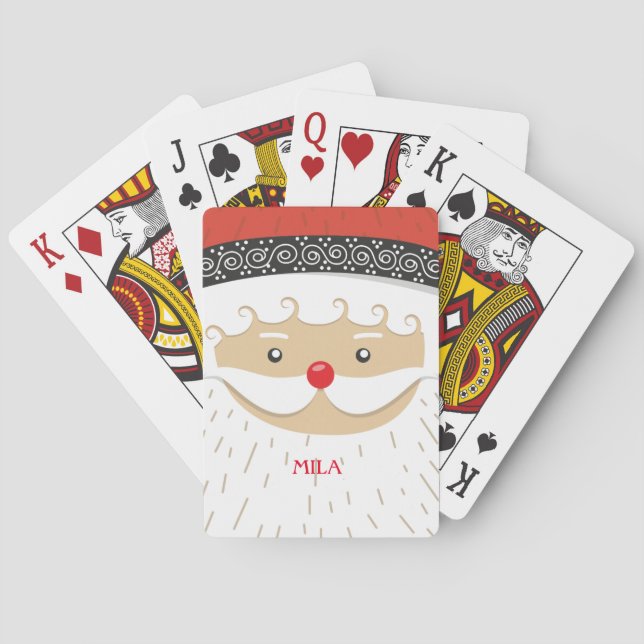 Papá Noel, Feliz Navidad Jugando Cartas (Reverso)