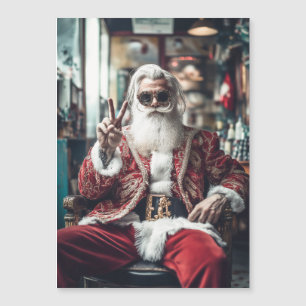 Papá Noel Hipster Hace una Pose de Paz y Vibracion