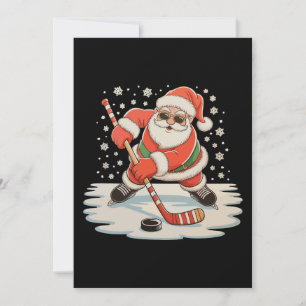 Papá Noel jugando hockey sobre hielo Navidad Xmas 