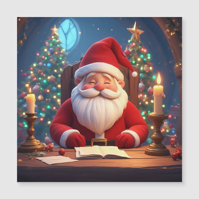 Papá Noel leyendo un libro a la luz de las velas (Anverso)