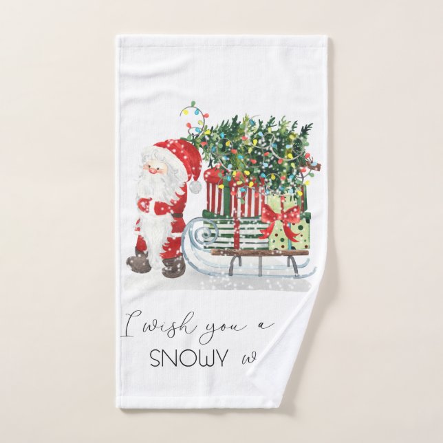 Papá Noel lindo, Trineo, Regalos  (Toalla de mano)