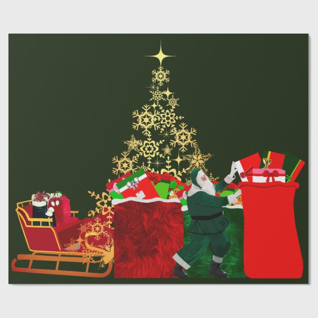 Papá Noel llega a la ciudad envolviendo papel (Superficie plana)