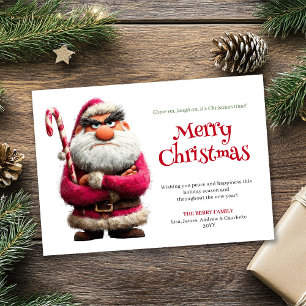 Papá Noel loco tarjeta cómica de Navidad saludo ri