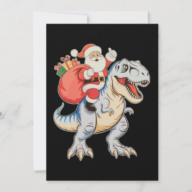Papá Noel montando dinosaurio T Rex Navidad Xmas F (Anverso)
