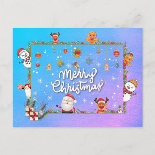Papá Noel, Muñeco de nieve Feliz Navidad Tarjeta d
