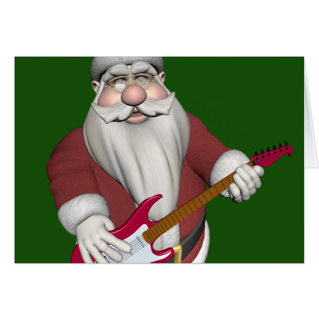 Papá Noel Musical Con Guitarra Eléctrica Roja (Anverso (Horizontal))