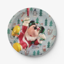 Papá Noel Pato Danny.   Platos de papel