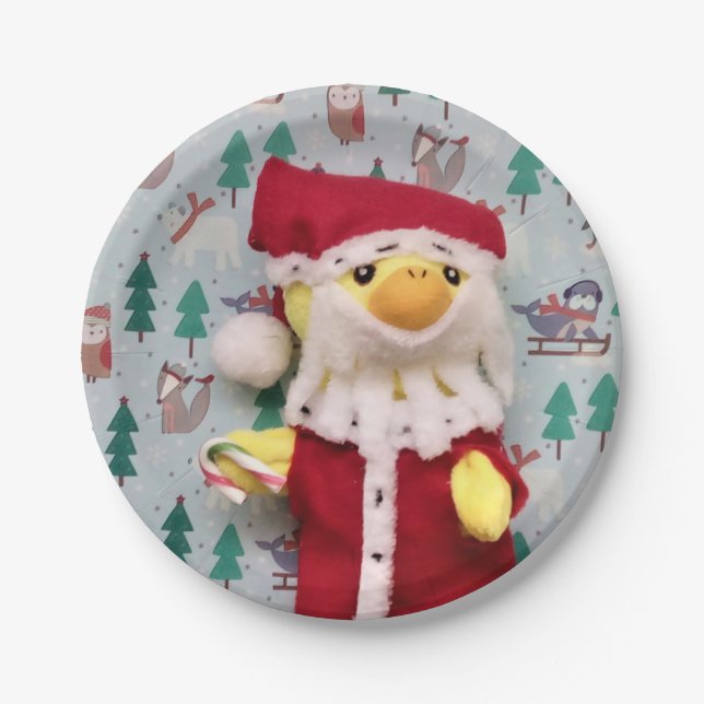 Papa Noel Pato Danny.   Platos de papel (Anverso)