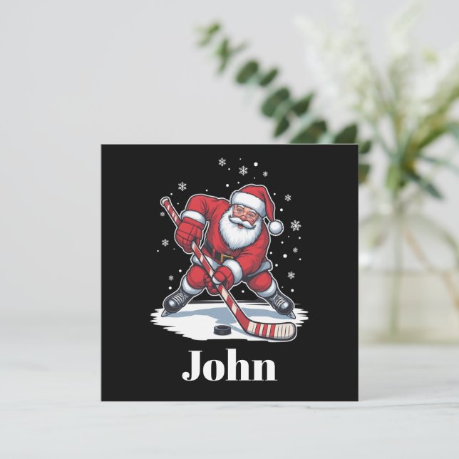 Papá Noel personalizado Hockey sobre hielo Navidad (Anverso de pie)