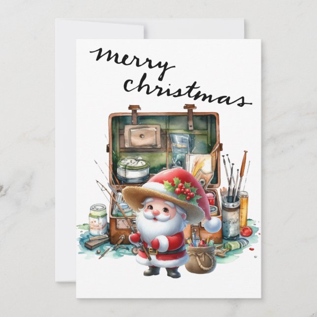 Papá Noel pescando en el Día del Navidad (Anverso)