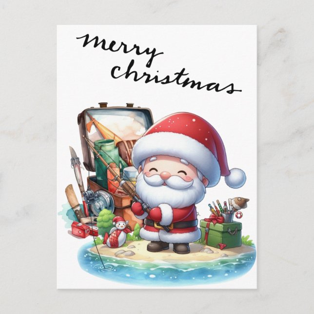 Papá Noel pescando en el Día del Navidad (Anverso)