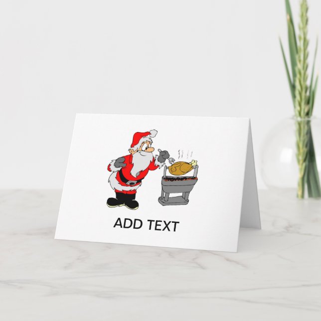 Papá Noel que cocina la tarjeta de Navidad del Bbq (Anverso)
