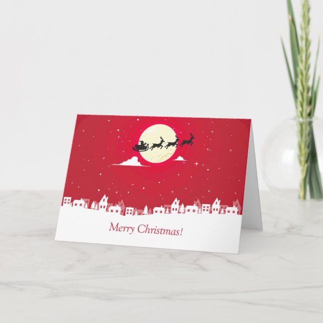 Papá Noel que vuela sobre las tarjetas de Chrismas (Anverso)