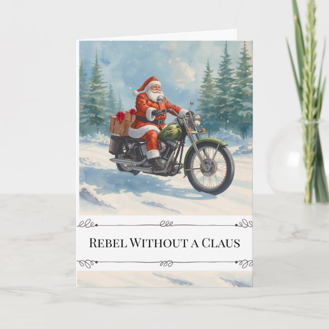 Papá Noel rebelde en motocicleta Navidad (Anverso)