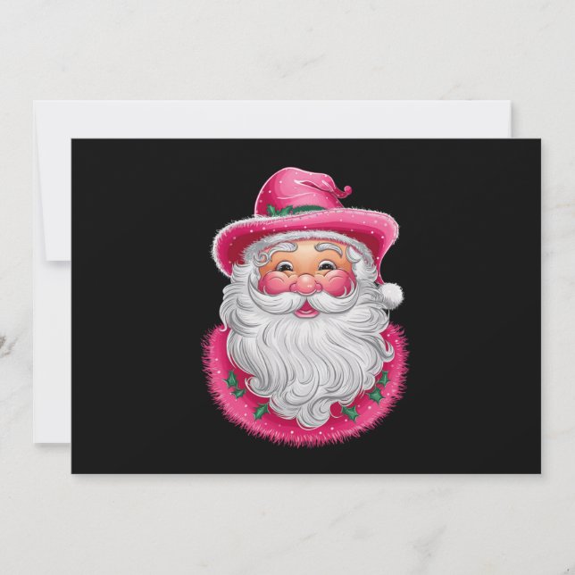 Papá Noel Rosa Navidad Retro Partido Familiar Coor (Anverso)