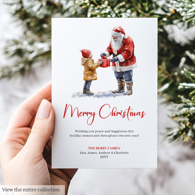 Papá Noel rústico Navidad tradicional feliz Navida (Rustic Santa Claus Traditional Merry Christmas Card)