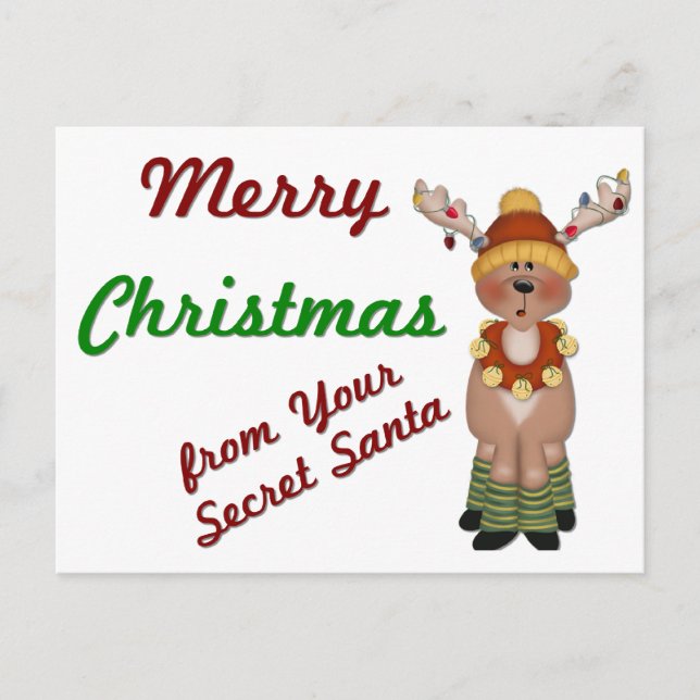 Papá Noel secreto de reno de MC - Postales de vaca (Anverso)